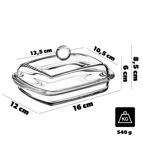 KADAX Beurrier Beurrier avec Couvercle pour Beurrier en Verre 16 cm Classique