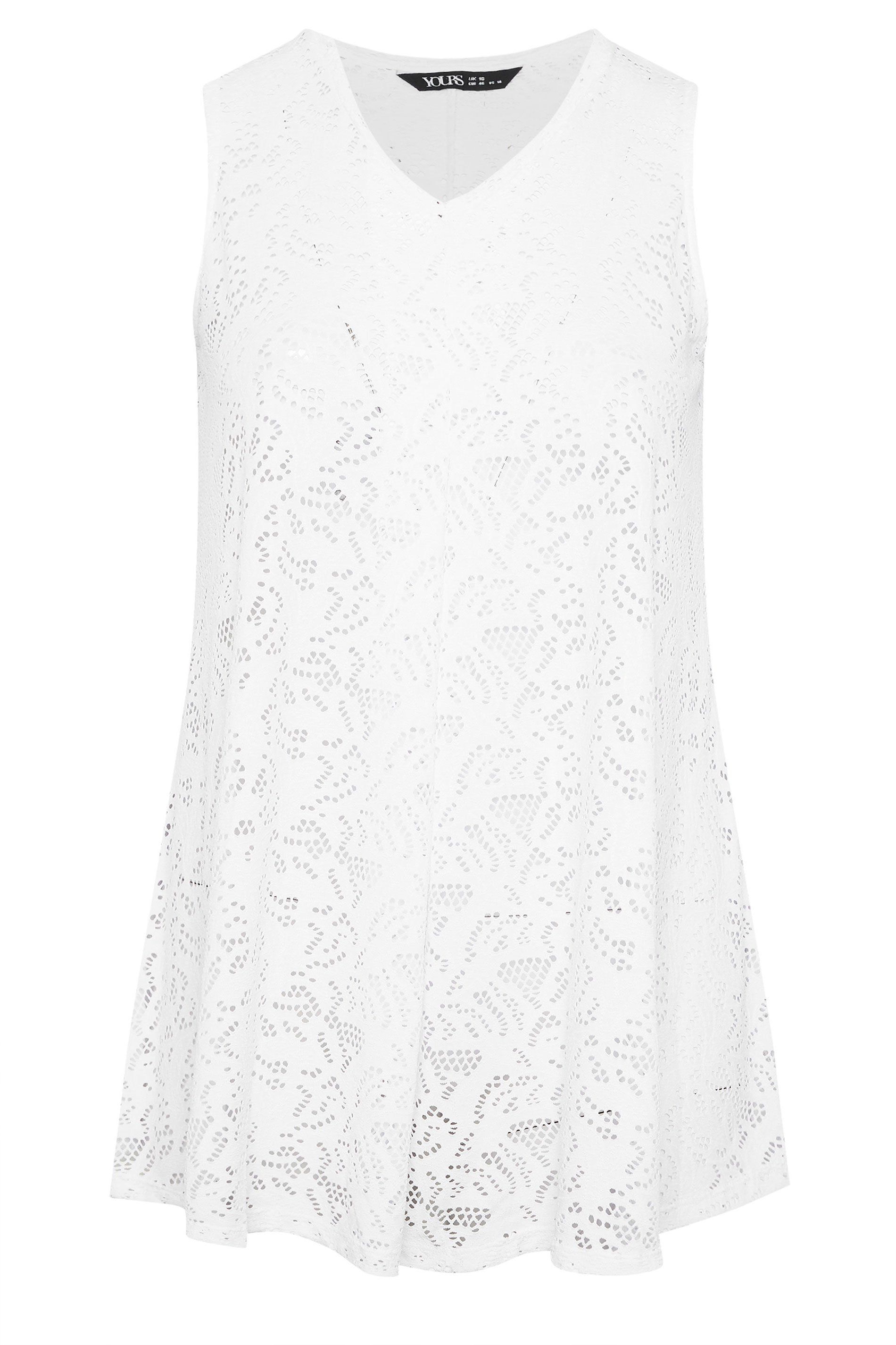 Yours Broderie Anglaise Pleat Front Swing Vest Top