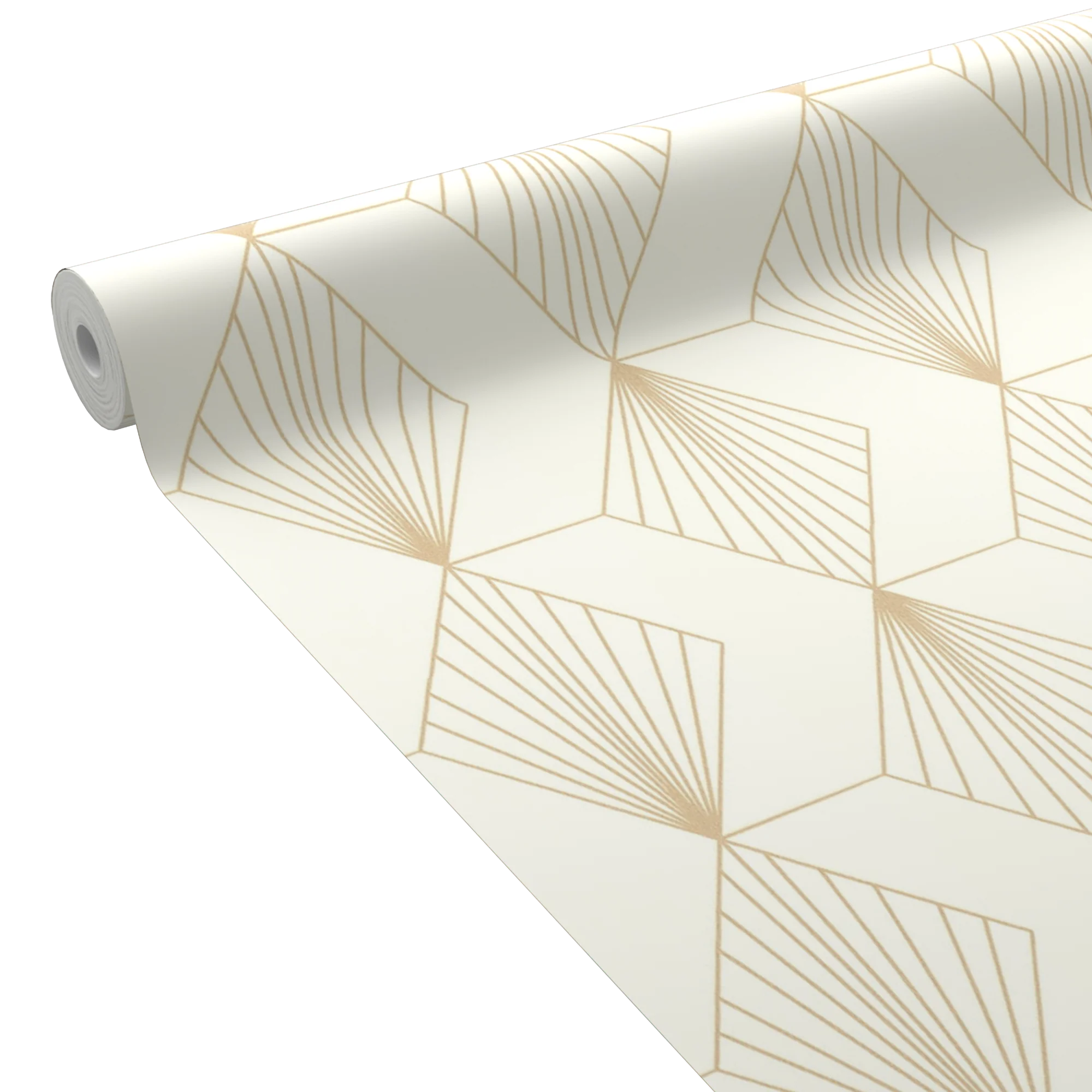 Papier peint intissé pré-encollé ORIANE blanc et doré