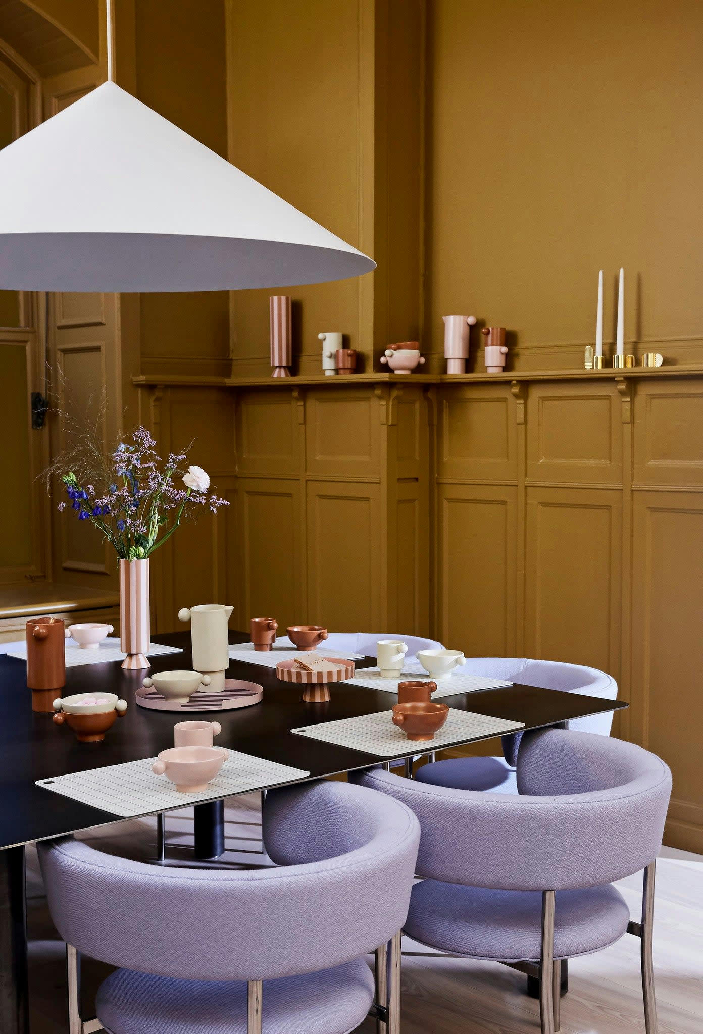 TOPPU - Vase caramel et rose 100% grès Ø8,5xH31cm