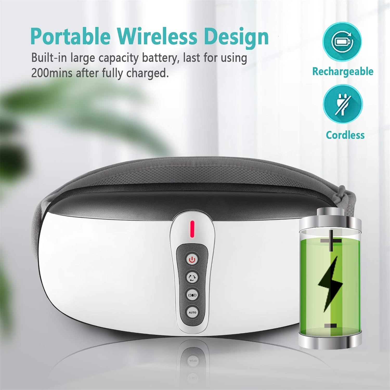 Wireless Slimming Belt, Abdominal Massager Portable Weight Loss Machine with 4 Vibration Massage Modes, Heating, Improve Blood Flow
