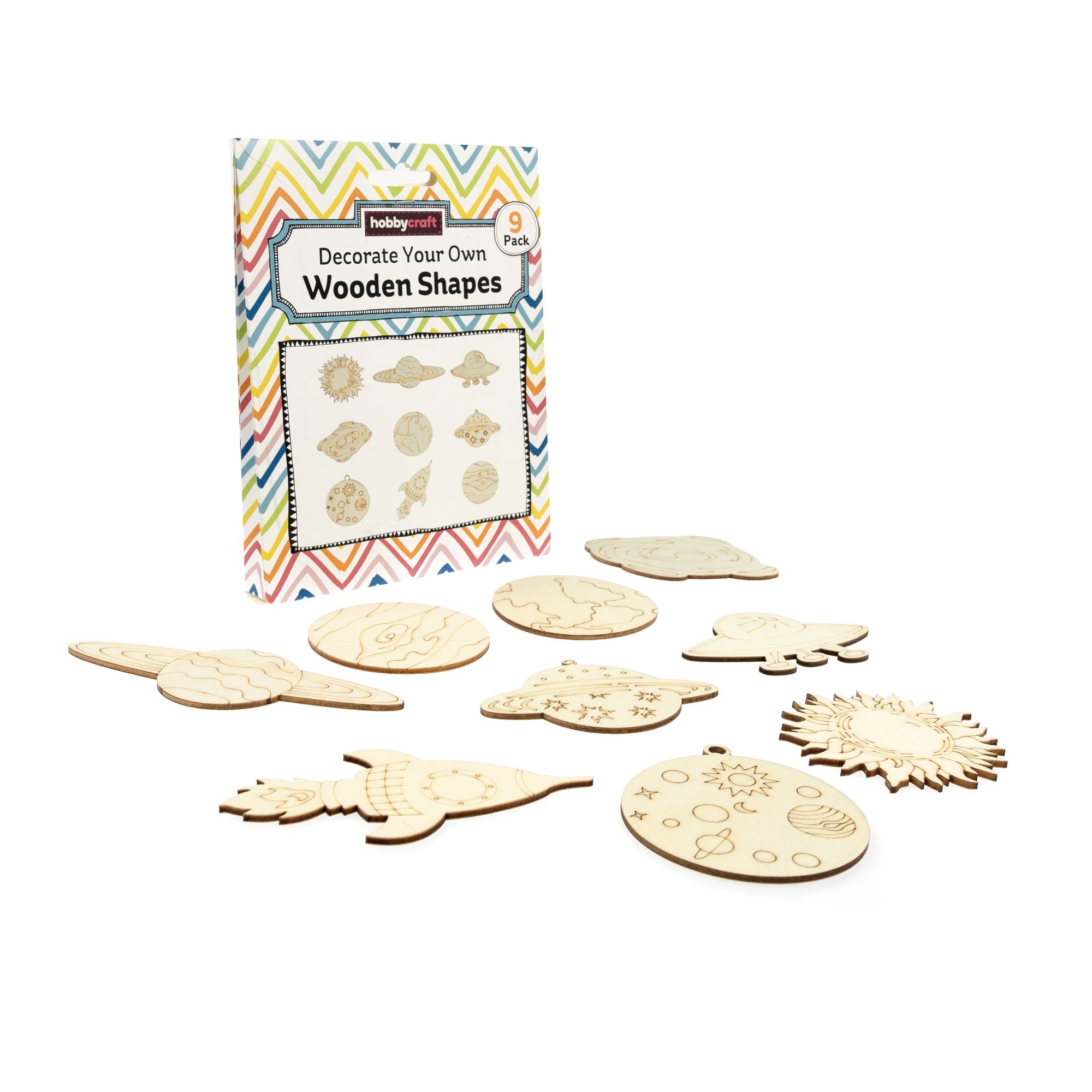 Decorate Your Own Space Wooden Shapes 9 Pack