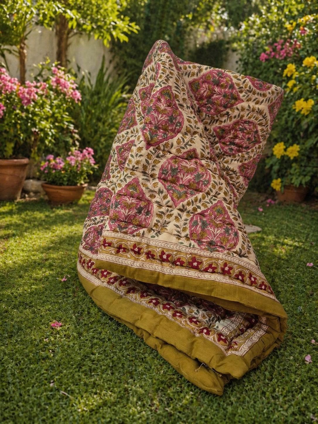 Handmade Cotton Block Print Quilt: Cozy Bedding Throw for bedroom decor, Reversible boho bedding, Indian blanket bedspread