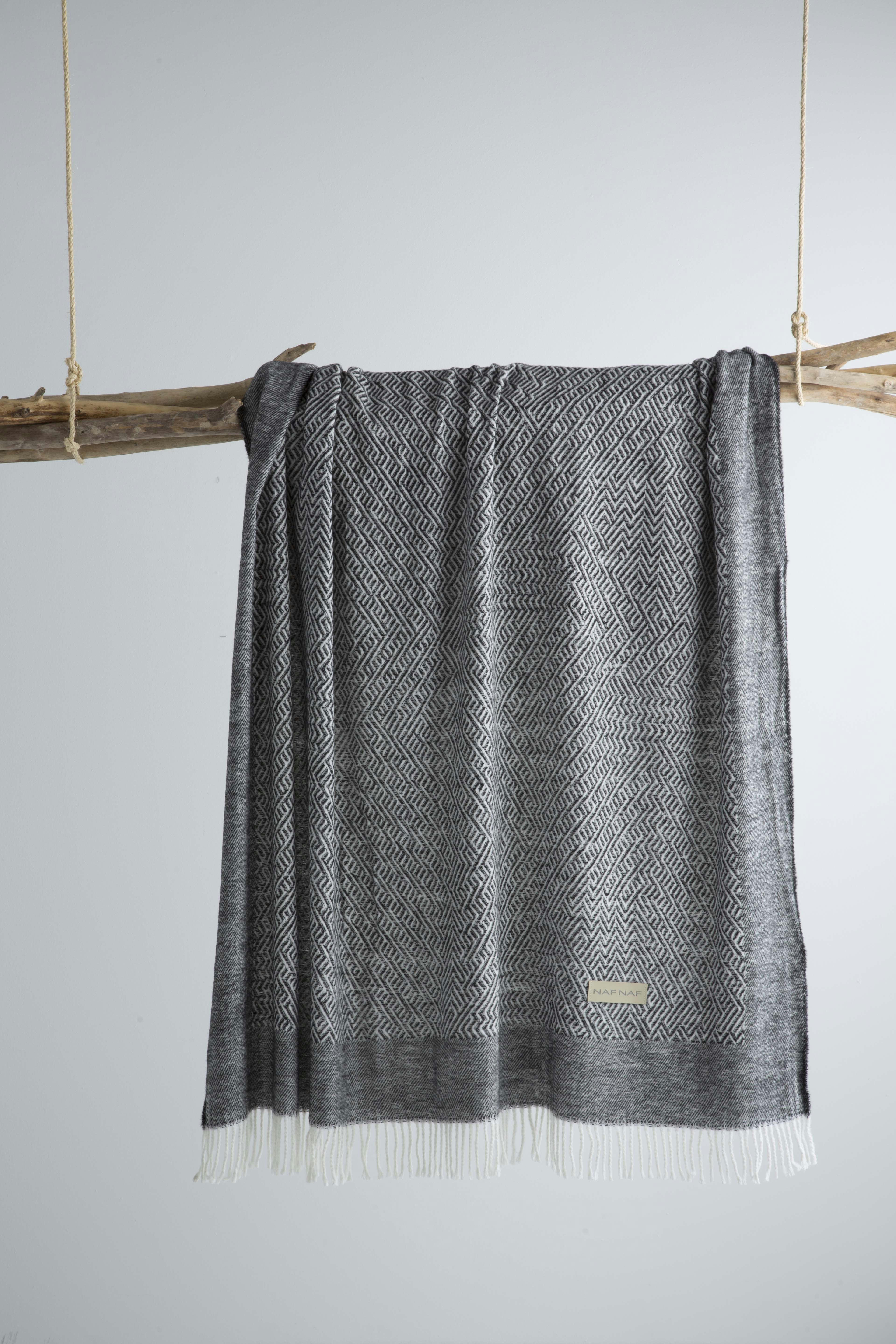 CISSE - Plaid en coton noir 130x170