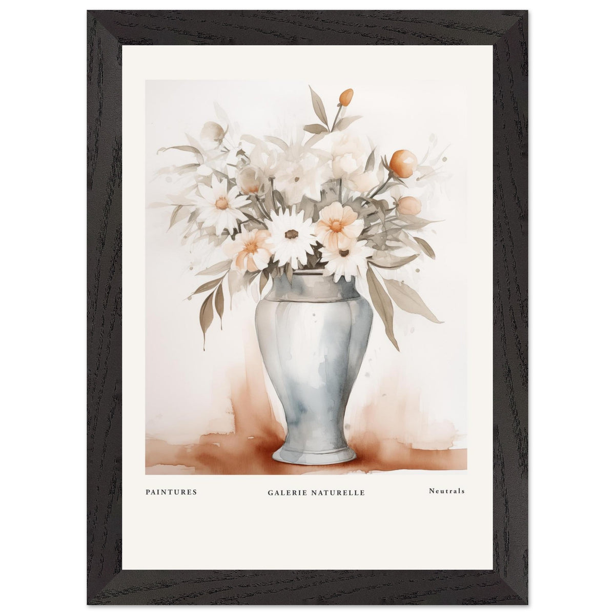 Artfulprints Poster met Lijst Bloemen in vaas 1  - A4 21x29.7 cm - Taupe