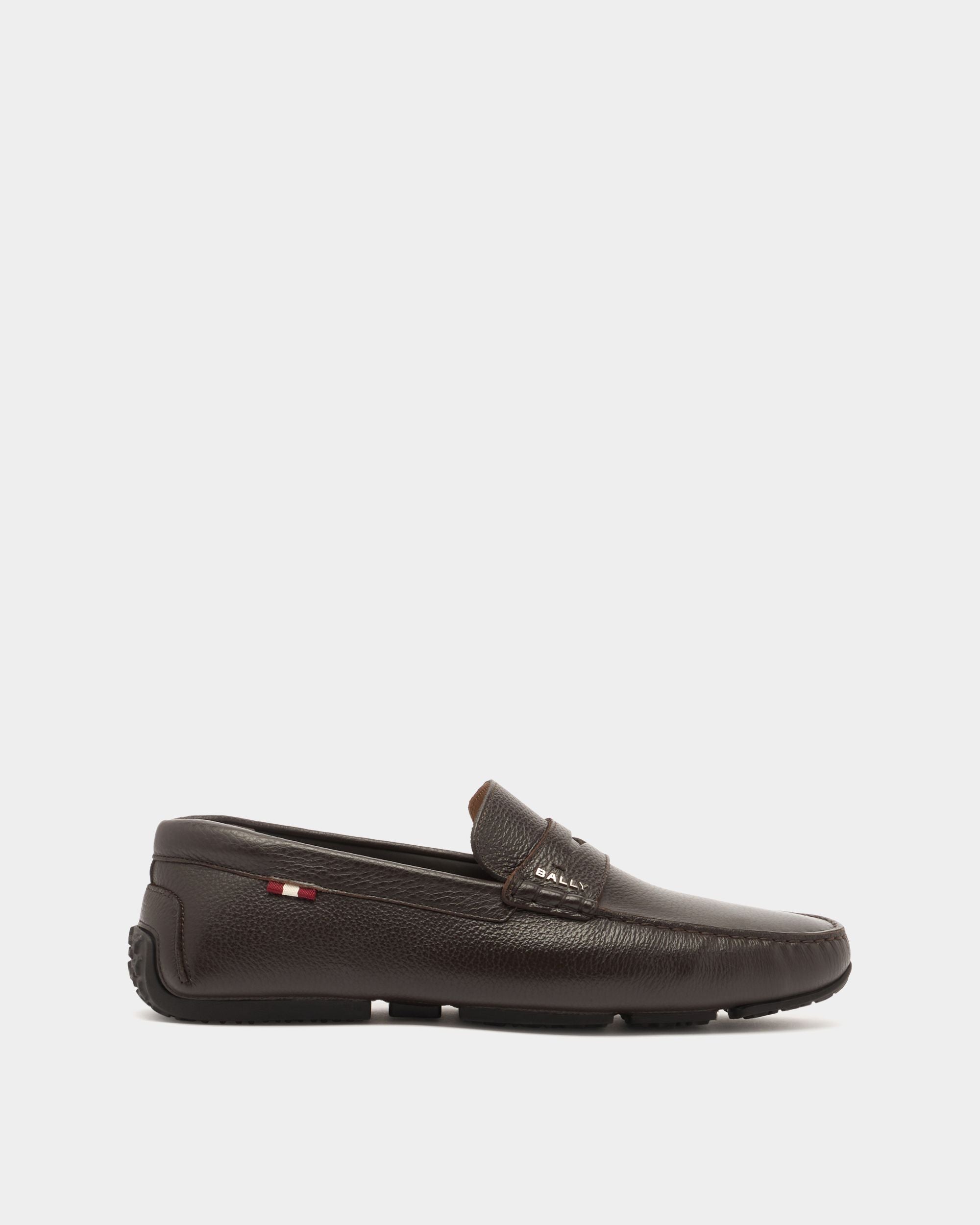 Pilot Driver-Schuh aus genarbtem Leder in Braun