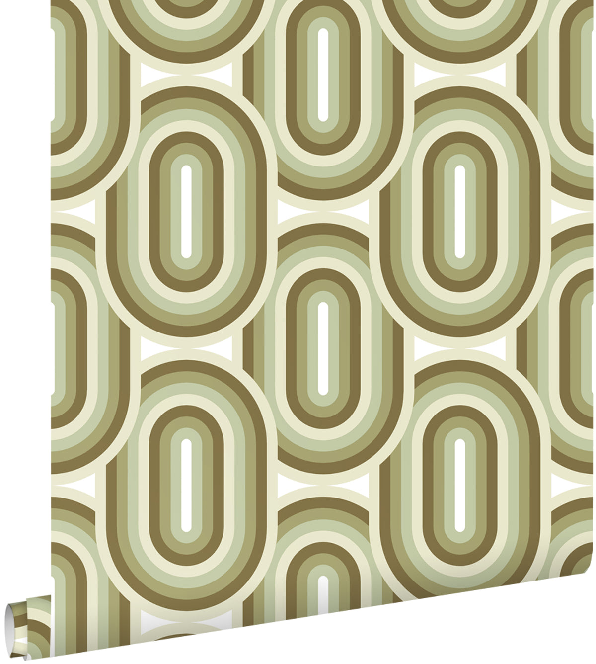 ESTAhome behang retro ornamenten olijfgroen - 53 cm x 10.05 m - 130984