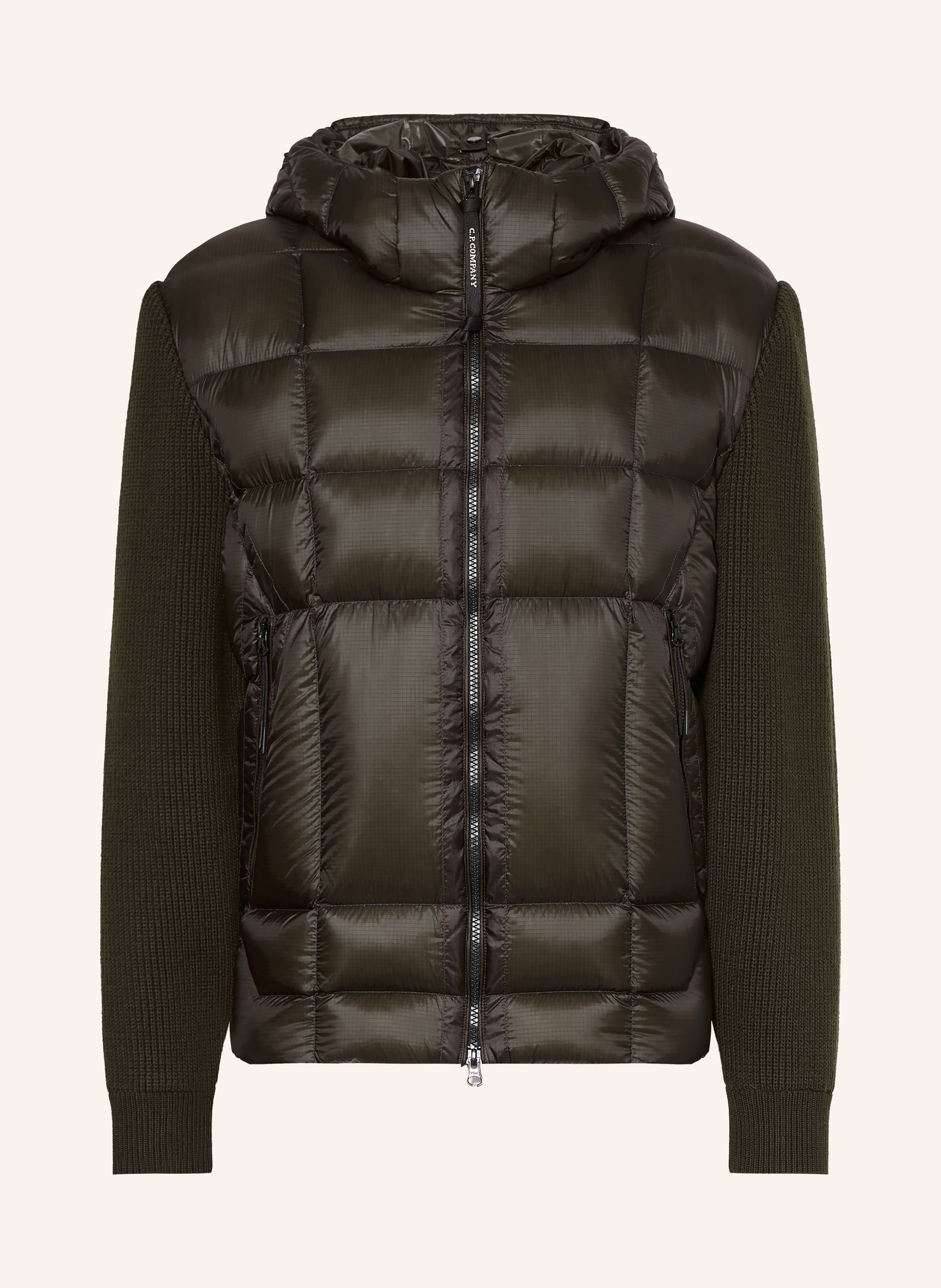 C.P. COMPANY Daunenjacke im Materialmix mit Merinowolle