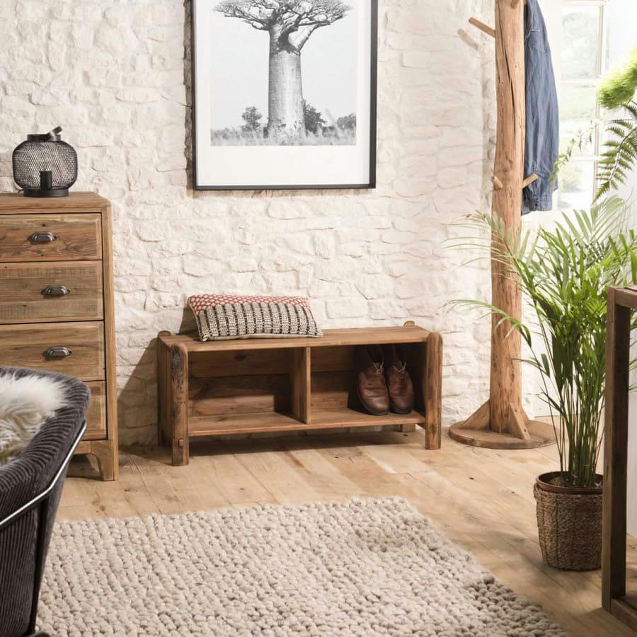 ANDRIAN - Meuble à chaussures 2 niches en pin recyclé