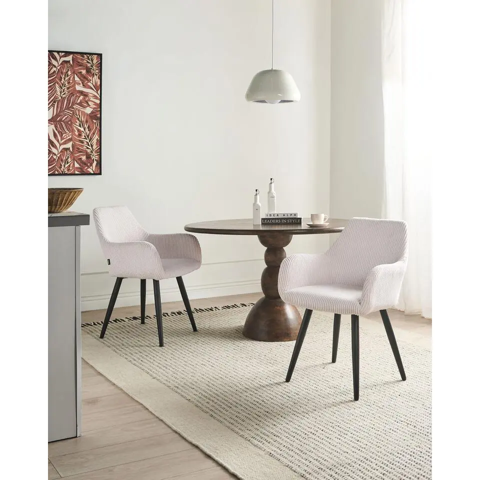 MORI - Eetkamerstoel set van 2 - Lichtbeige - Corduroy
