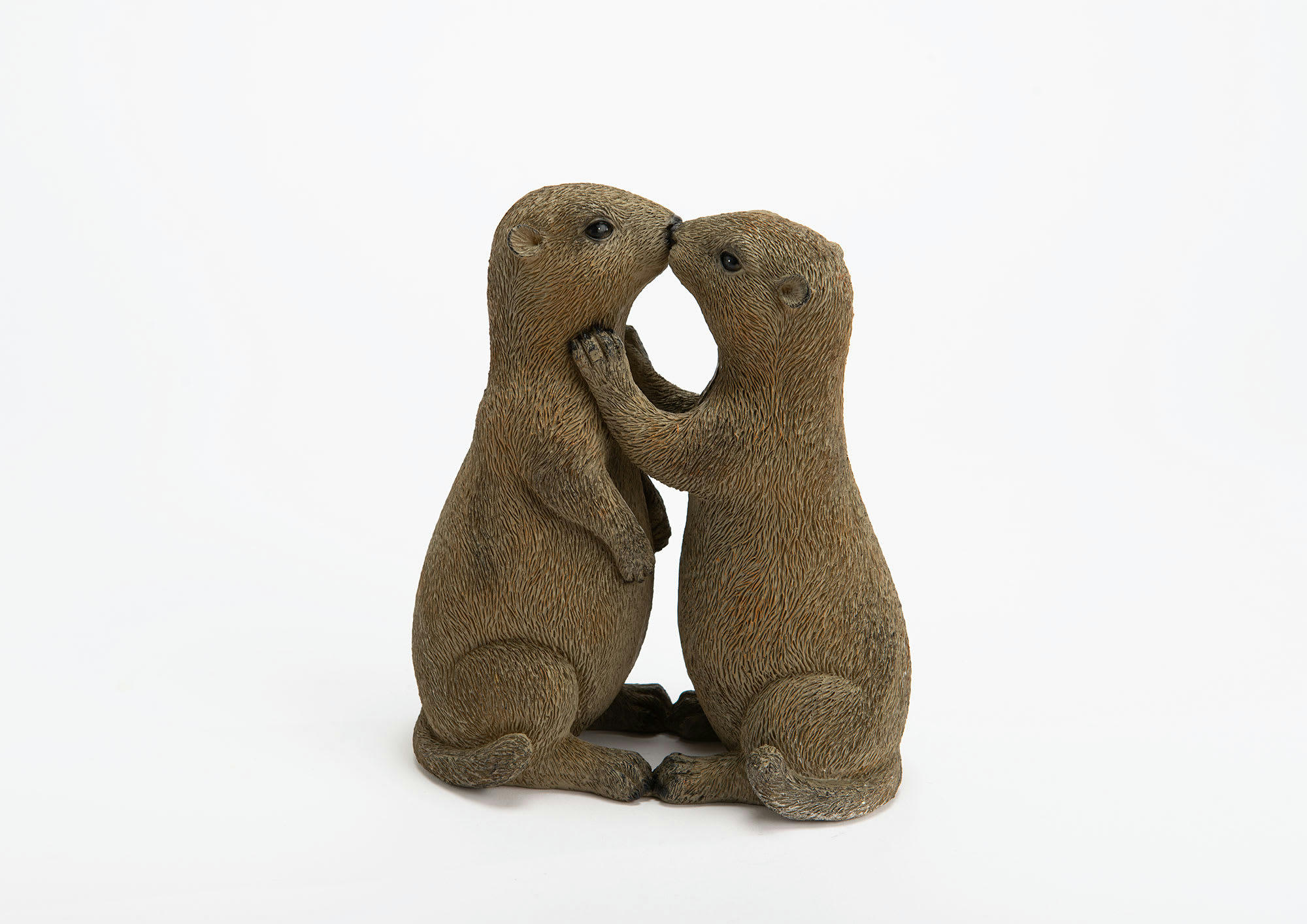 - Couple marmottes bisou hauteur 20 cm L20cm