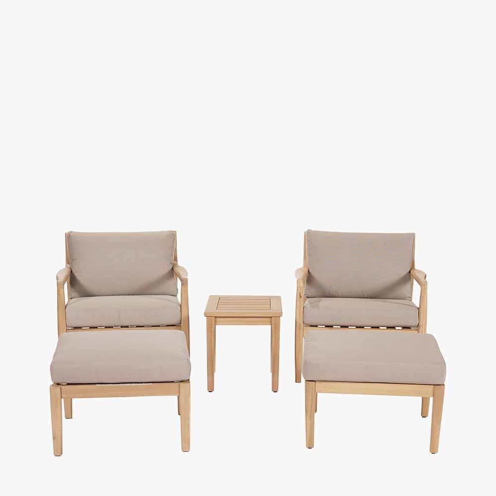 Ruma Taupe and Natural Acacia Hocker Set for 2