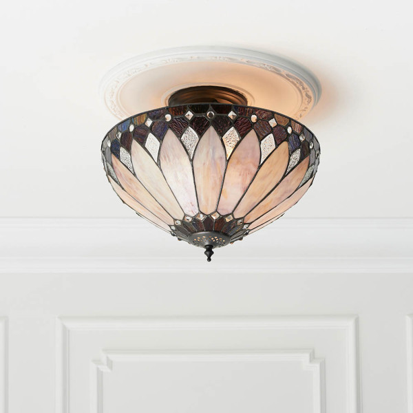 Lampa sufitowa BROOKLYN witrażowa brązowa 3xE27x40W IP20 Tiffany