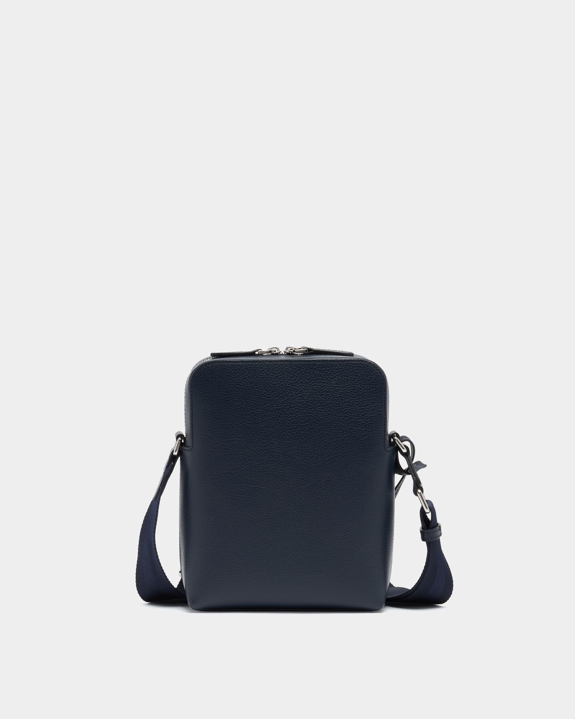 Umhängetasche Capitol aus genarbtem Leder in Marineblau