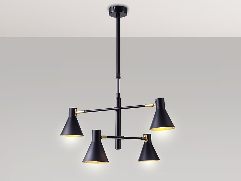 Lampa wisząca Less 4-punktowa metalowa czarna