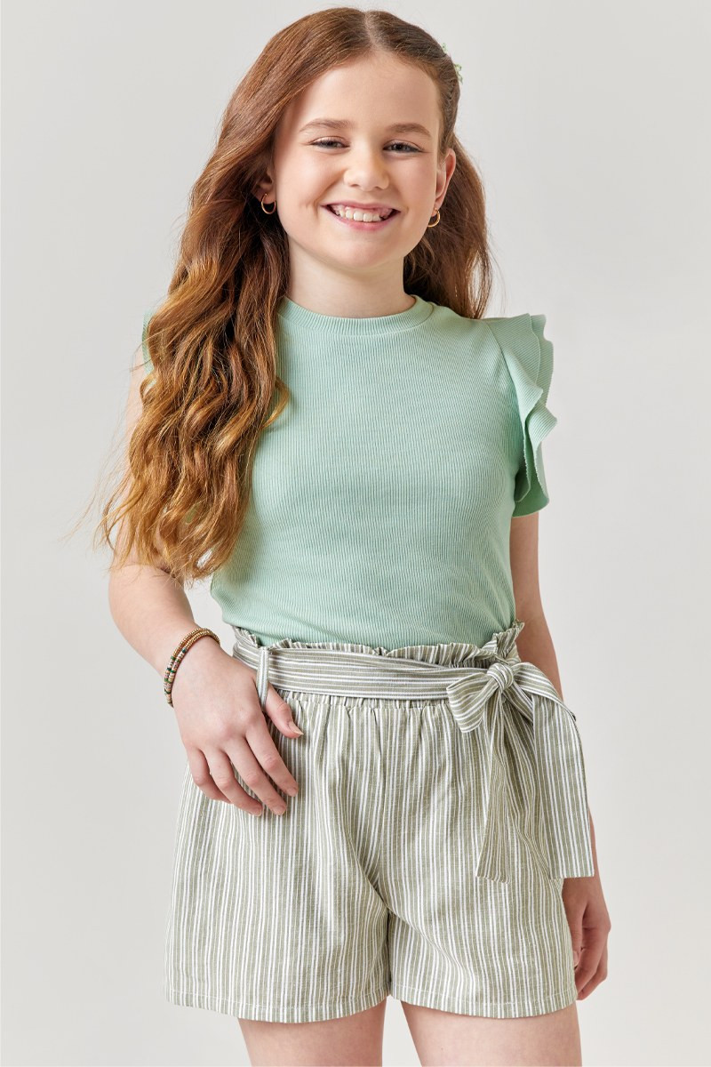 Hello Franki Striped Paperbag Shorts for girls