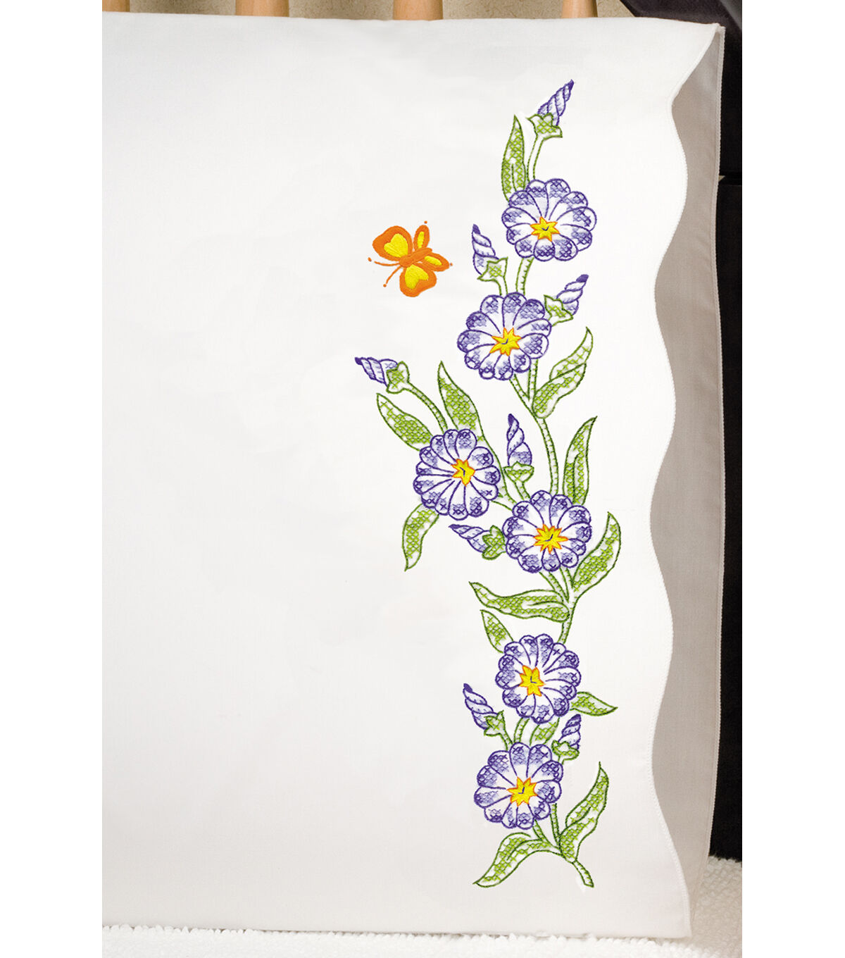 Tobin 30 x 20 Morning Glories Stamped Embroidery Pillowcases 2pk