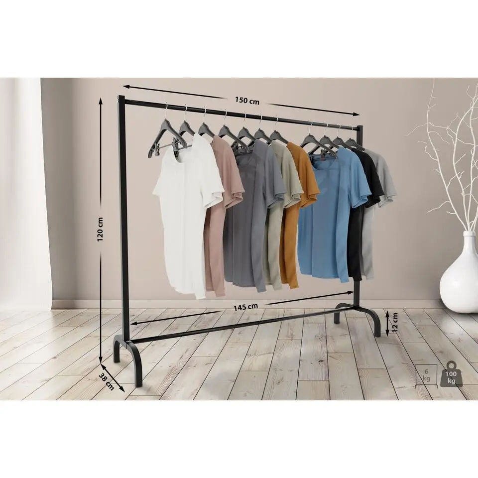 CLP Kledingrek Lara 120x150x38 cm - zwart