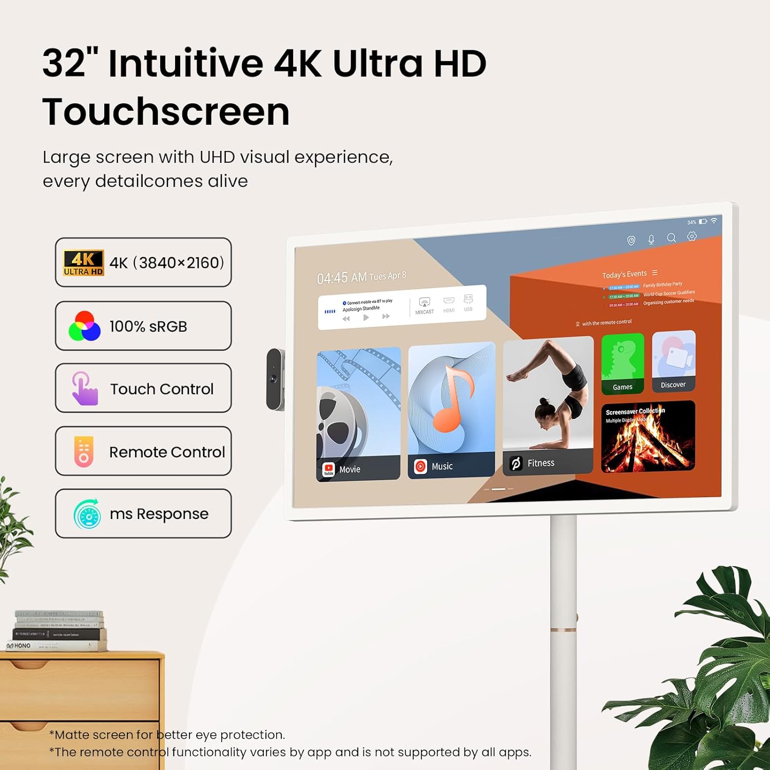 ApoloSign 32'' UHD 4K Smart Portable TV 2nd Gen  16(8+8) GB RAM+256GB  Android 16  EDLA-Certified  Portable Touch Screen Monitor  Built-in 15000mAh Battery  Full Swivel Rotation  Voice Remote Control