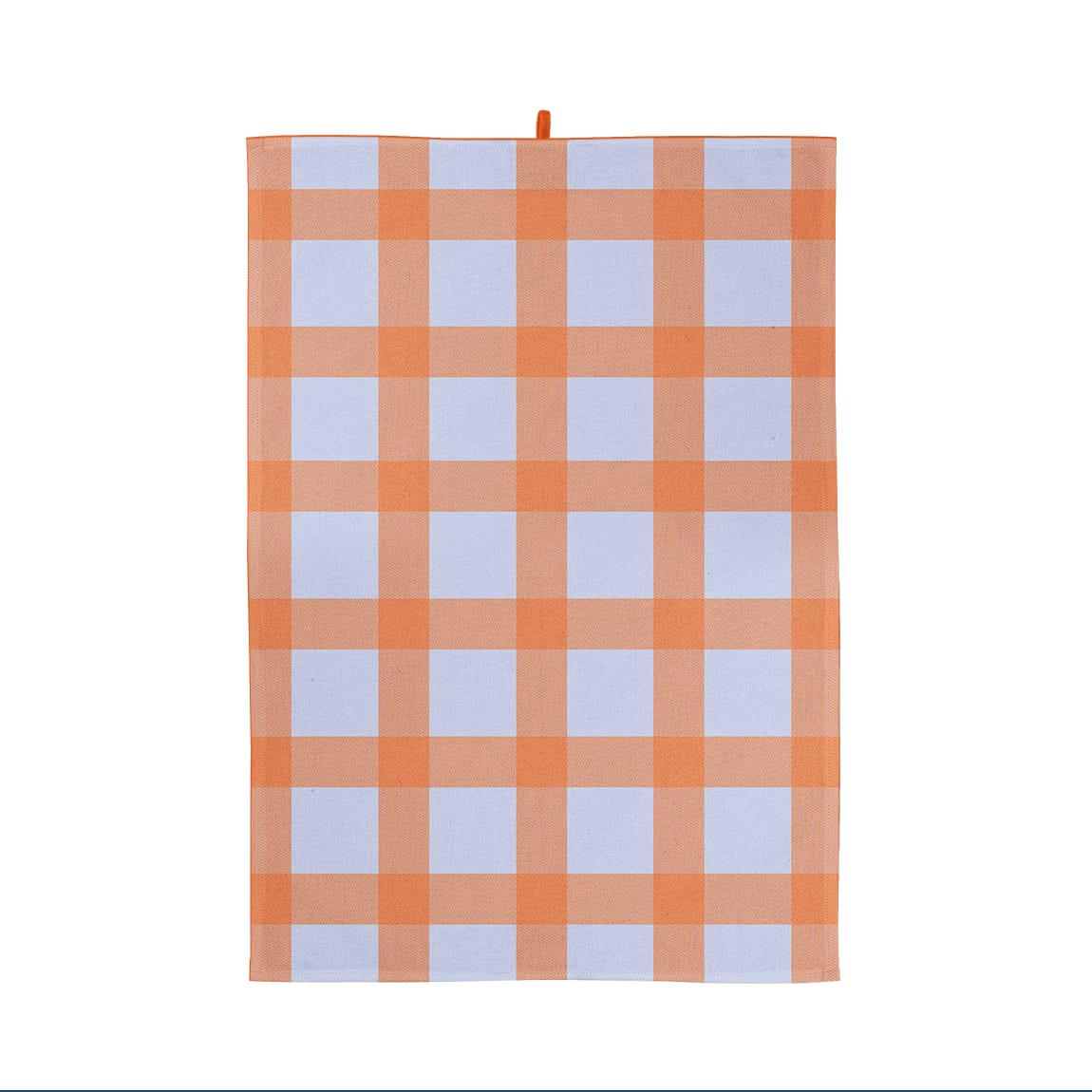 - Torchon vichy 100% coton bleu orange