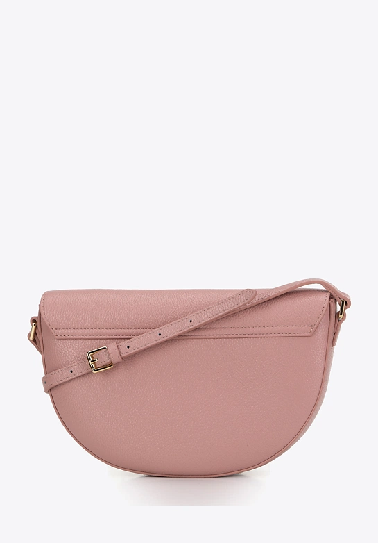 Damska saddle bag z groszkowanej skóry różowa