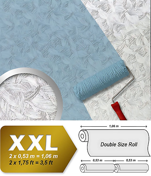Papier peint non-tissé EDEM 80322BR60 blanc à peindre texturé de trait de pinceau 1 rouleau