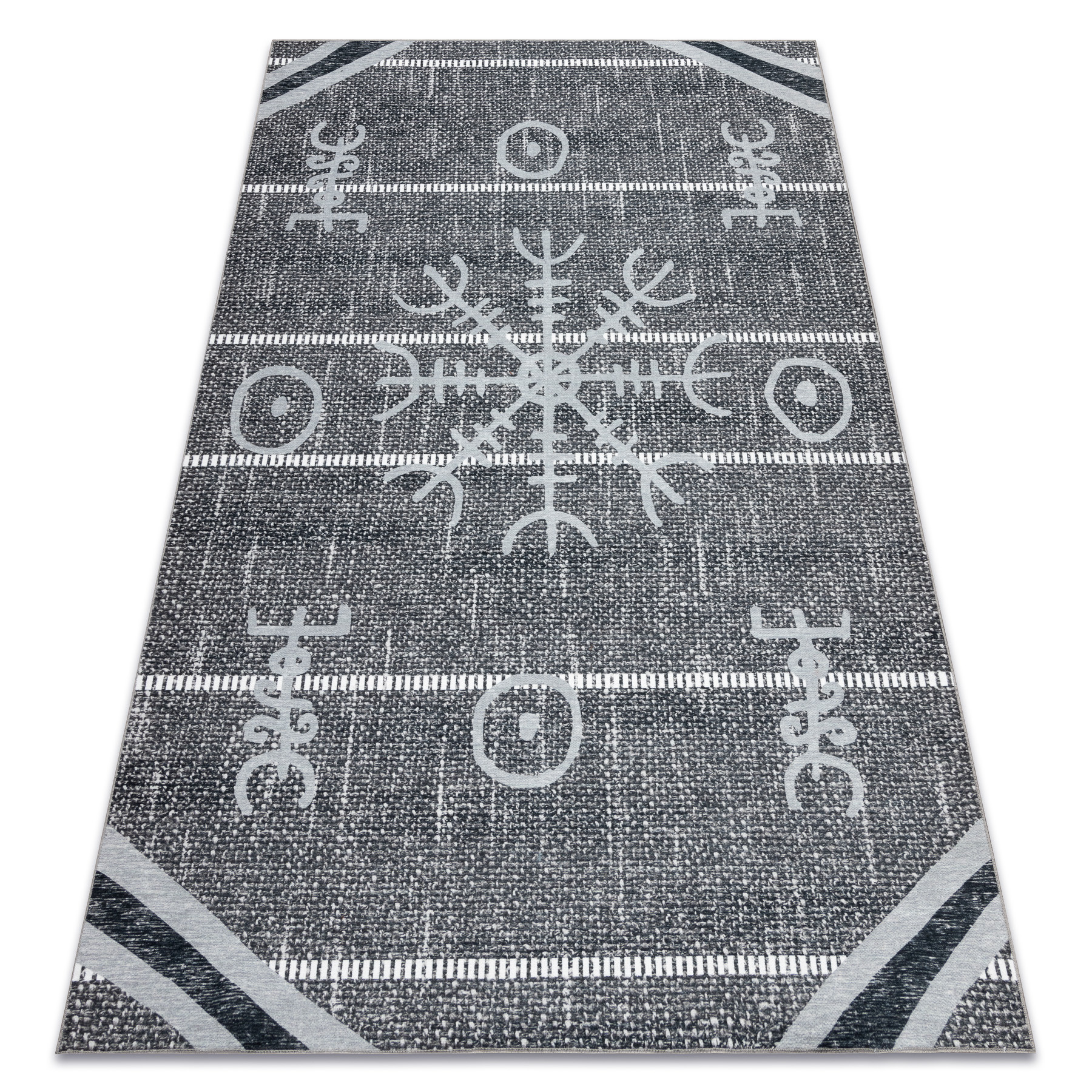 Dywan ANTIKA 118 tek, nowoczesny aztecki, do prania - szary 80x150 cm