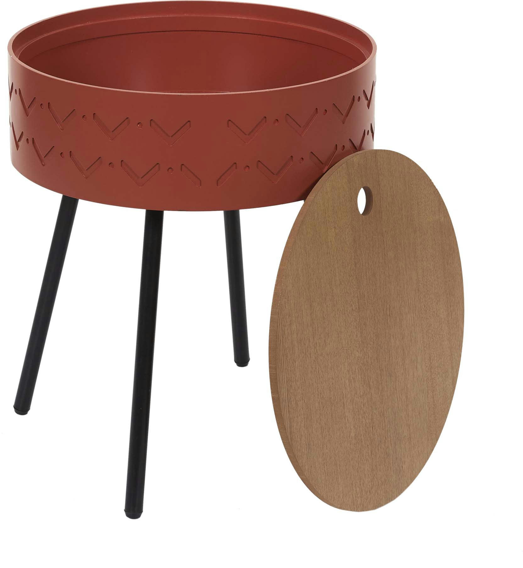 - Table d'appoint avec coffre intégré eugénie rouge brique