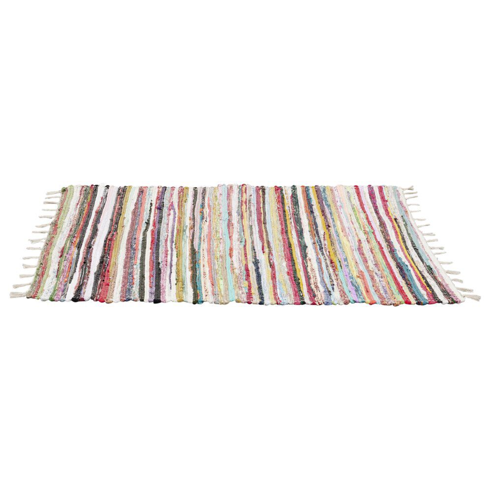 Tapis rectangulaire déco chindi rayures multicolores 60x80cm