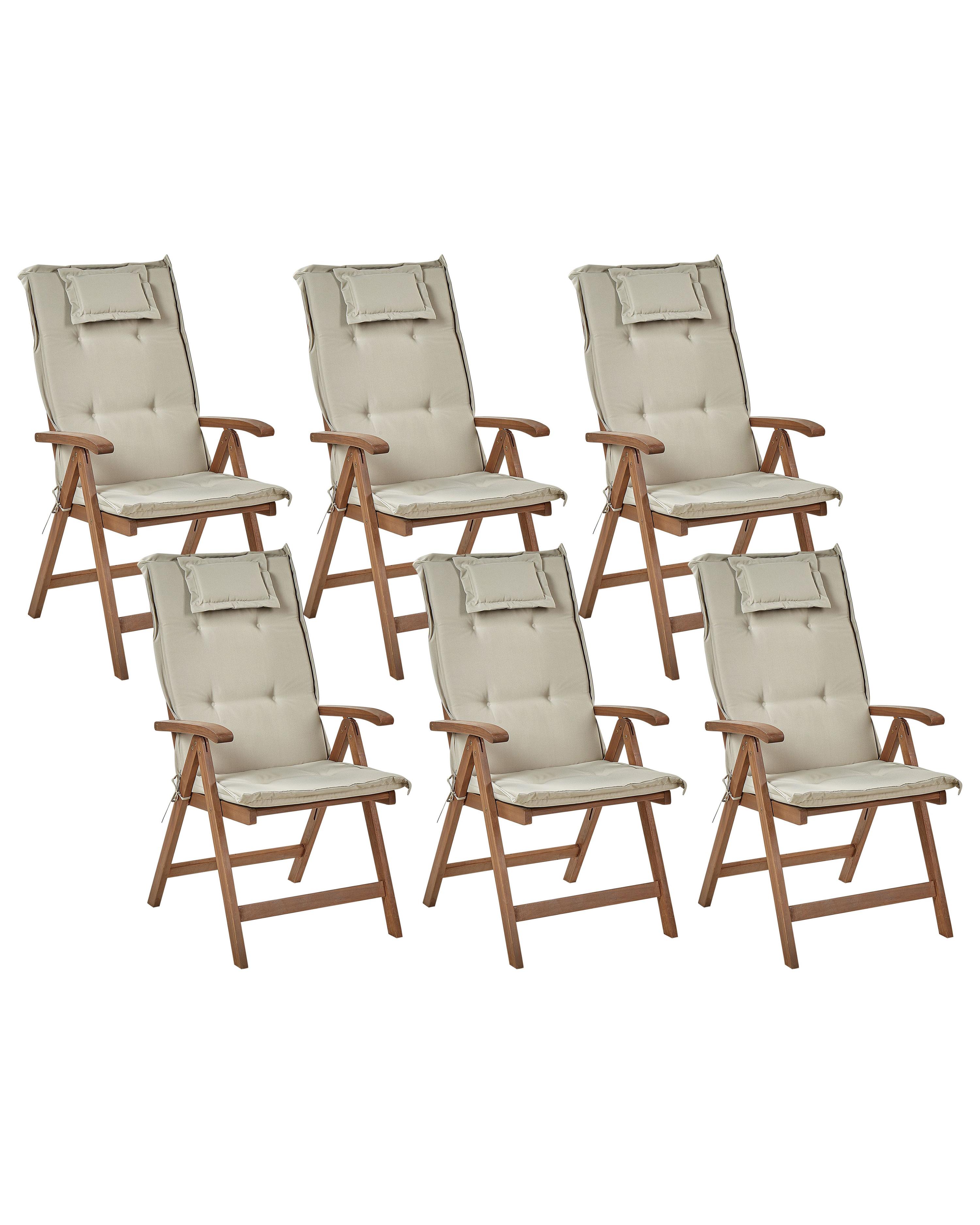 Garden Dining Set 6 Seater AMANTEA with Cushions Acacia Wood Taupe