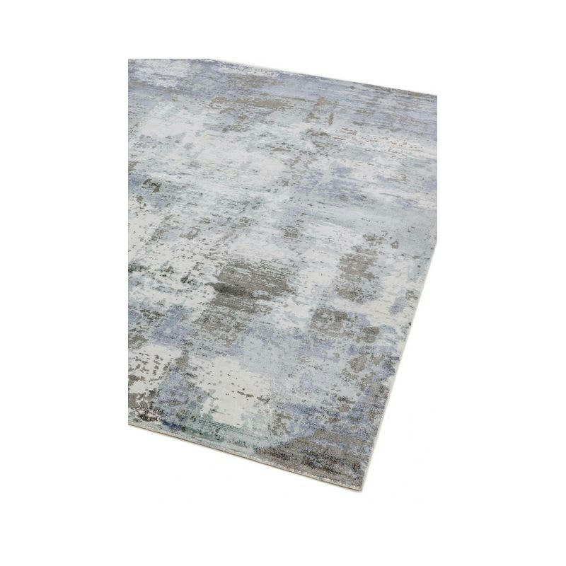 BERCY - Tapis de salon moderne  viscose tissé main bleu 120 x 170