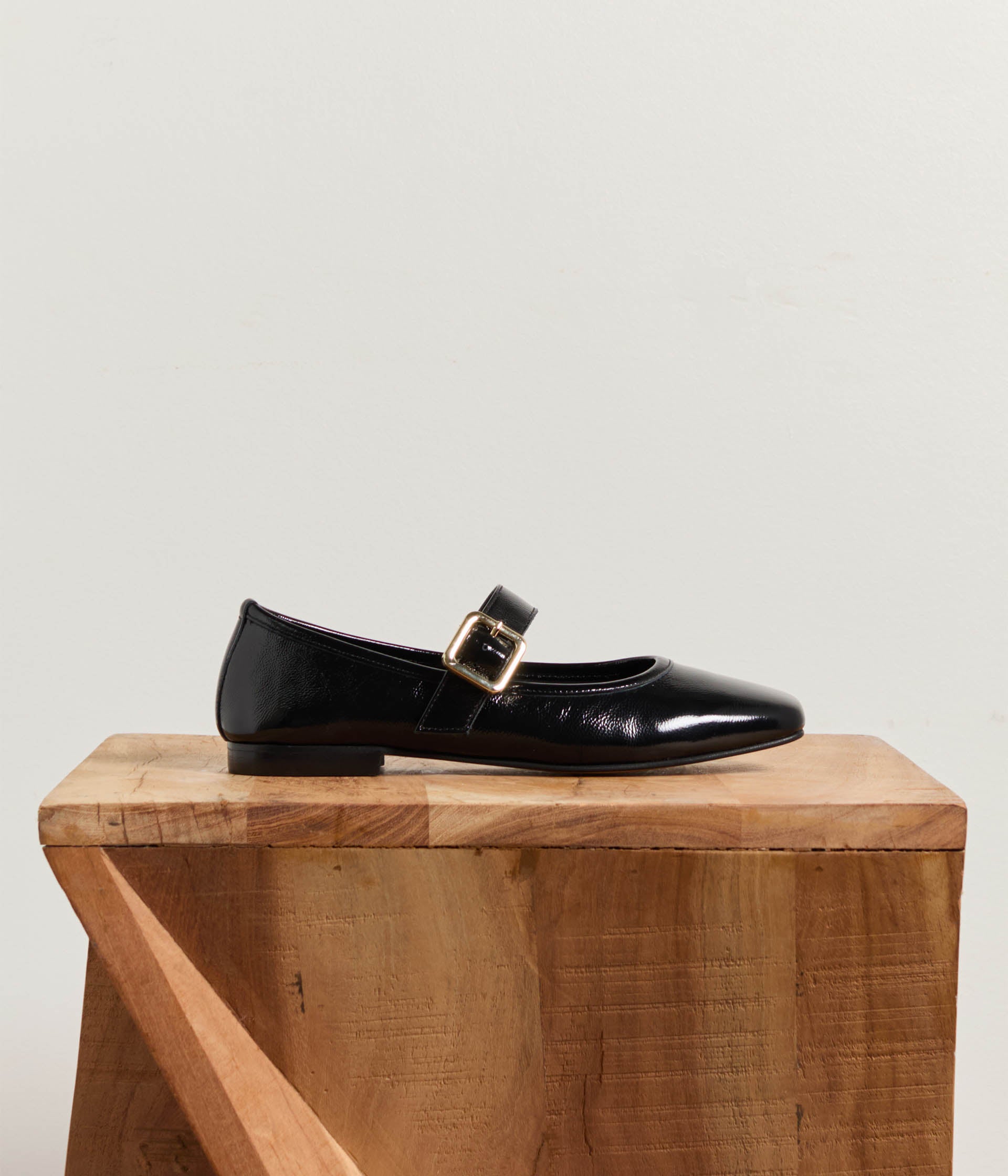 Babies en cuir noir Lily