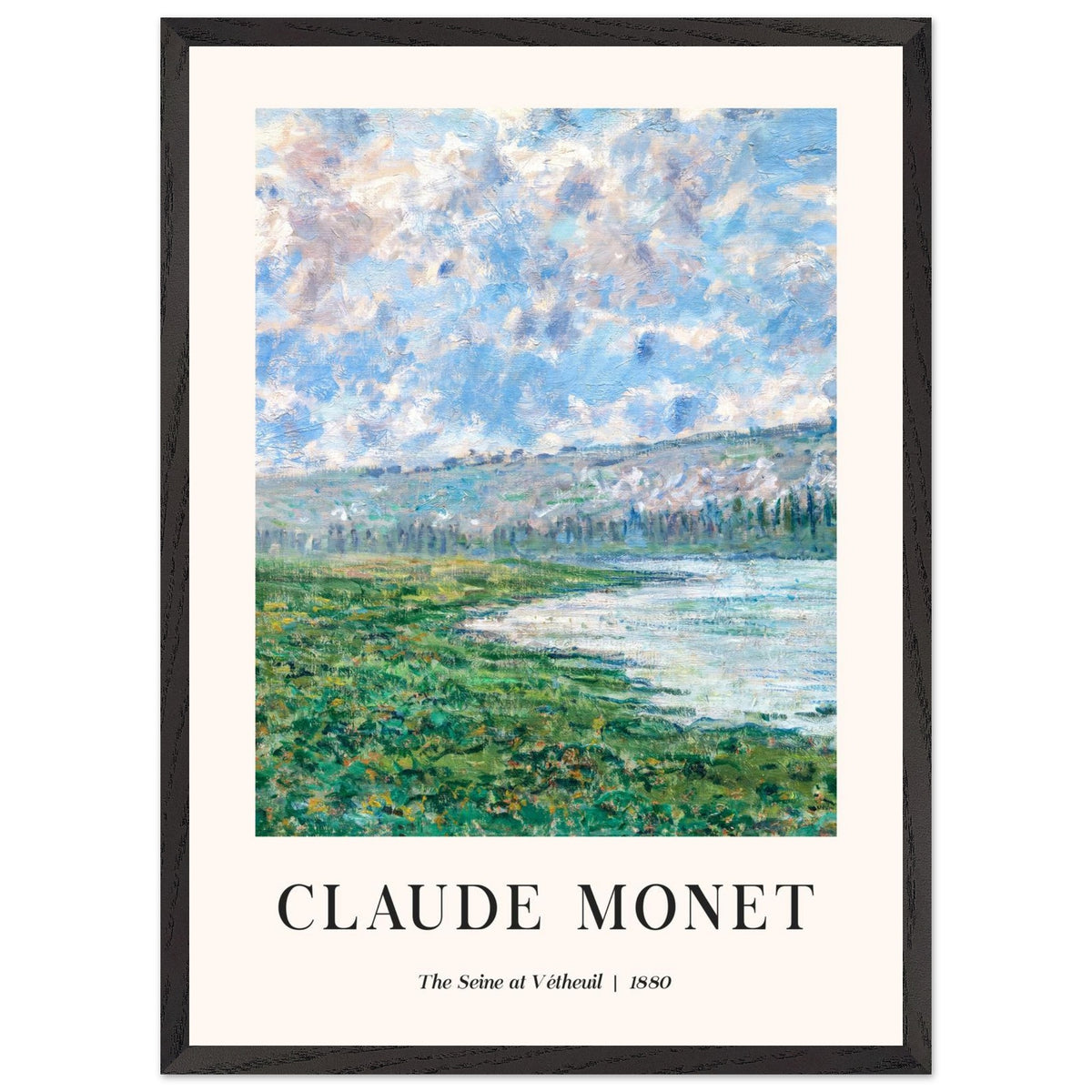 Artfulprints Poster met Lijst Claude Monet - The Seine at Vétheuil  - 50x70 cm - Blauw