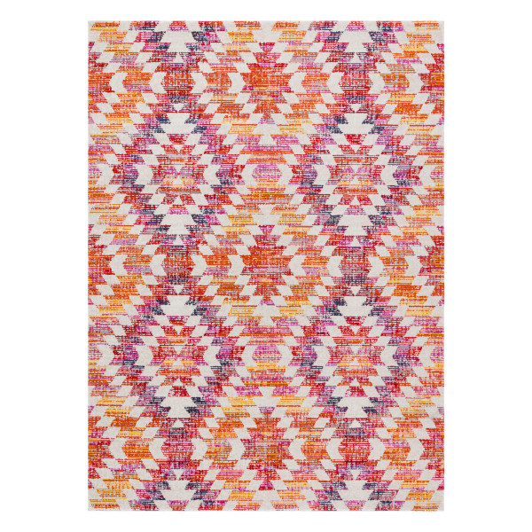 Dywan nowoczesny MUNDO D7951 romby 3D outdoor różowy / beż 80x250 cm