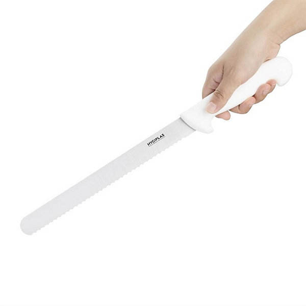 Couteau à Trancher Denté Blanc 255 mm - Hygiplas