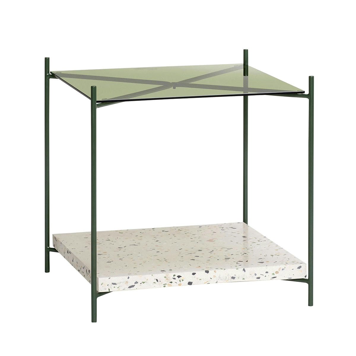 NICHE - Table en terrazzo verre et métal et vert