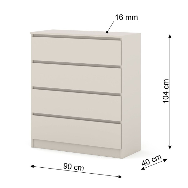 Komoda MAJA S4 90 cm kaszmir 4 szuflady