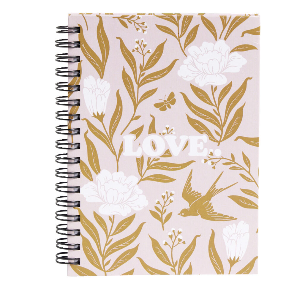 Carnet spirale A6 à ligne thème Love floral 160 pages