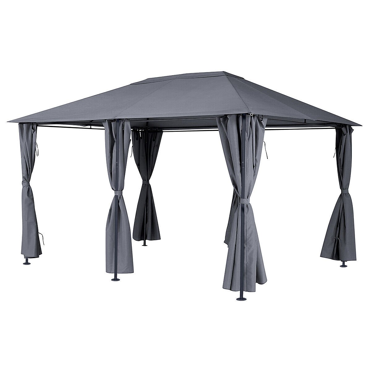 Pérgola SANTORINI cinza ardósia com cortinas 3x4m