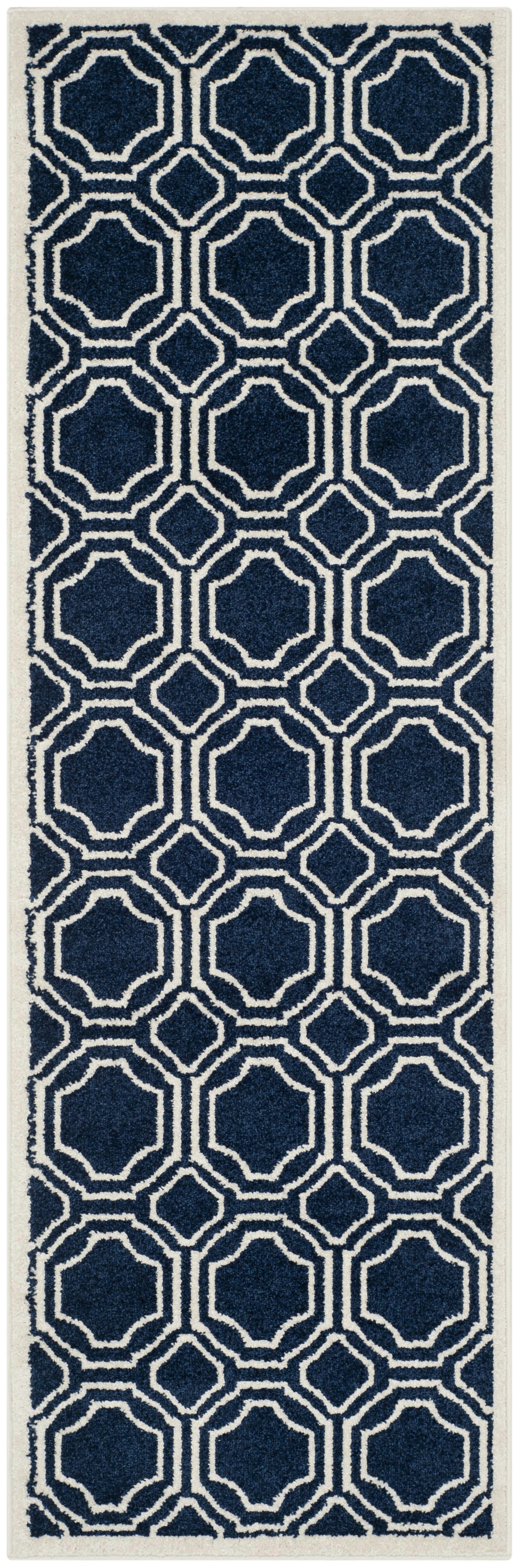 AMHERST - Tapis interieur & exterieur en bleu marine & ivoire, 69 x 213 cm