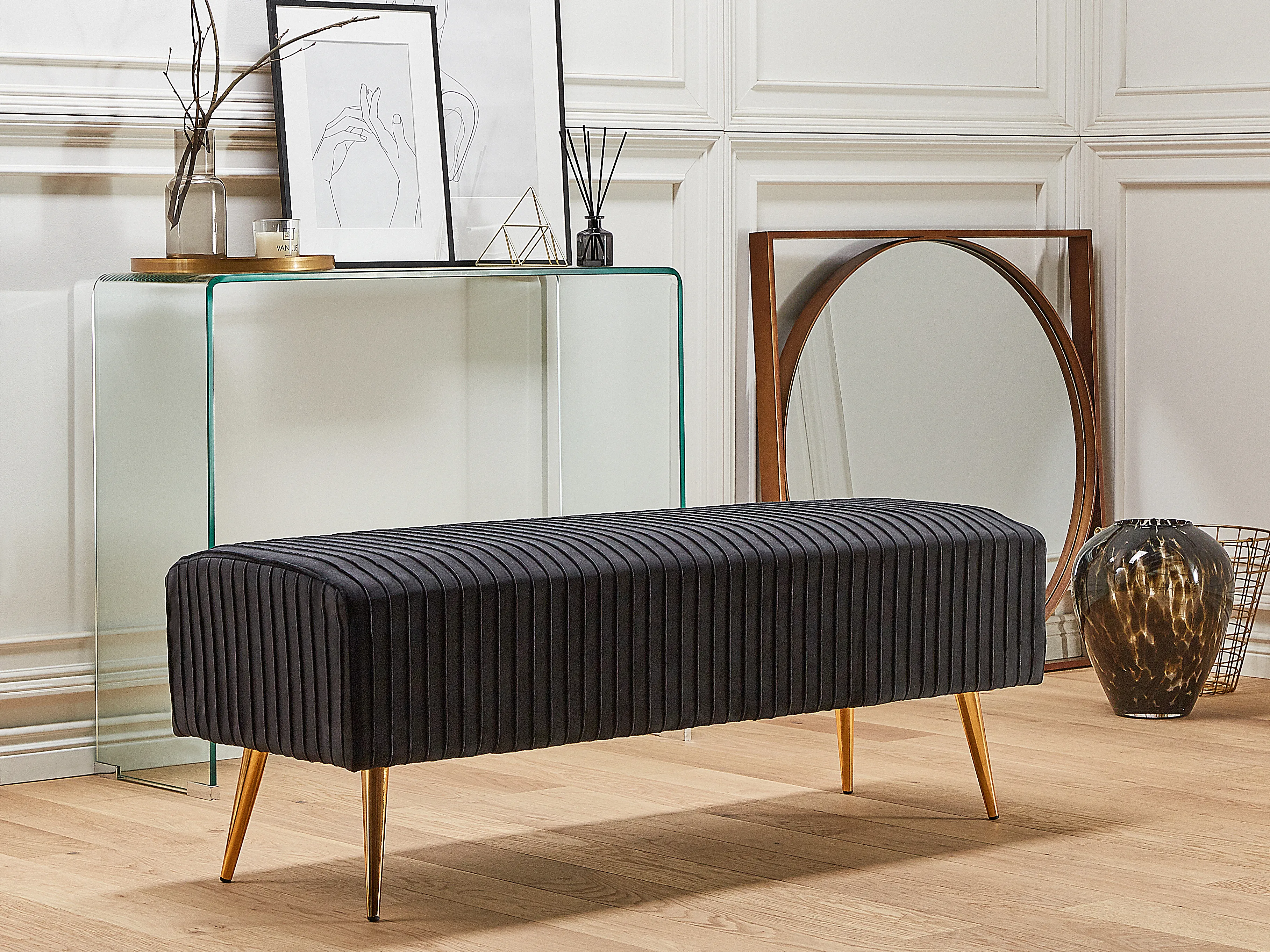 Upholstered Bench PATERSON Velvet Black