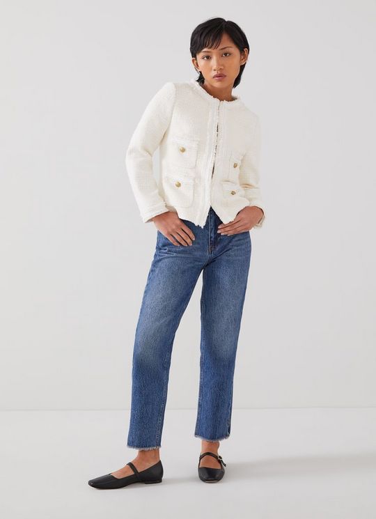 Charlie Petite CreamTweed And Trim Jacket