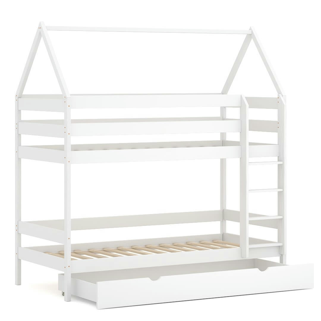 - Lit superposé en pin massif 190x90 blanc