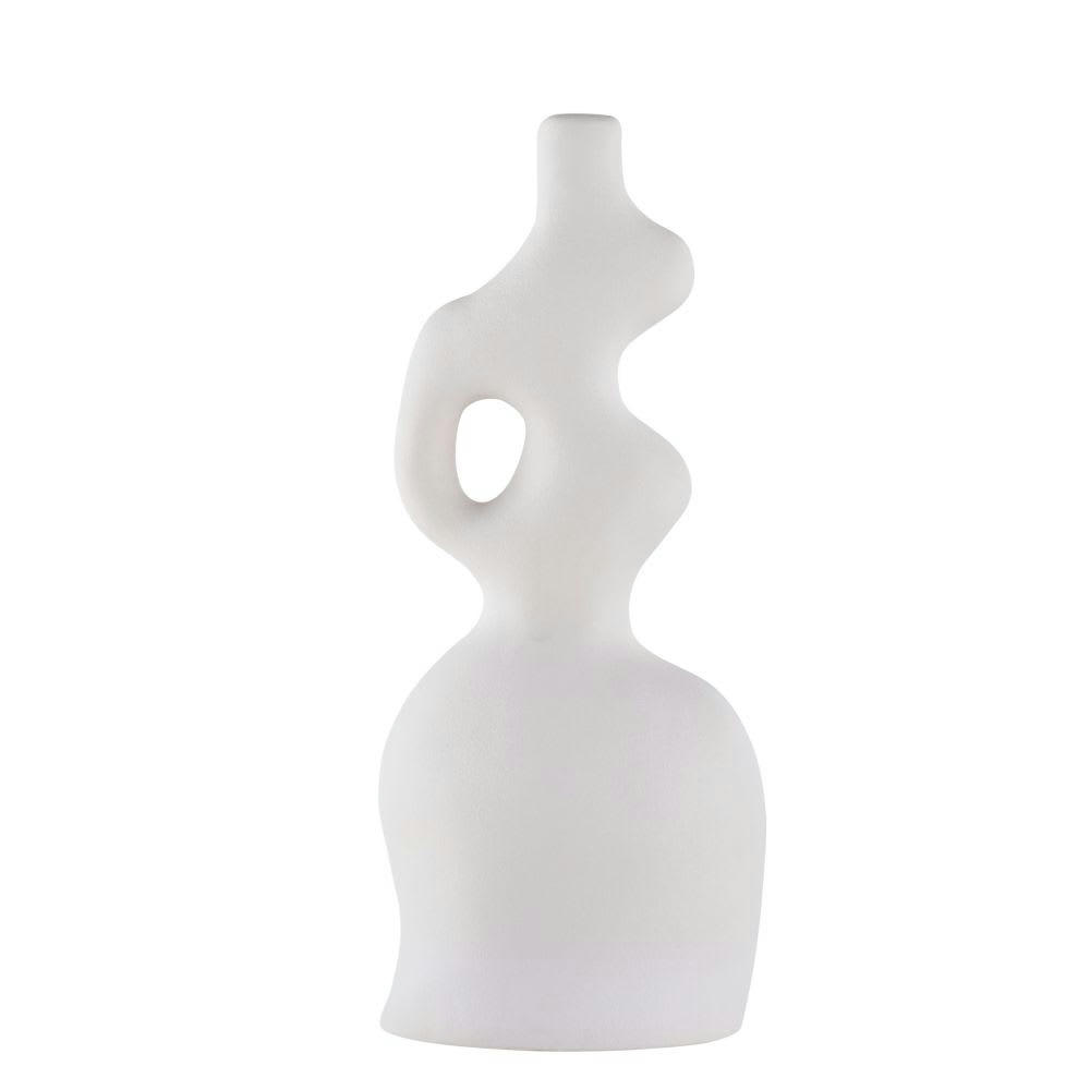 ANIMA - Statue ondulée en grès blanc H55