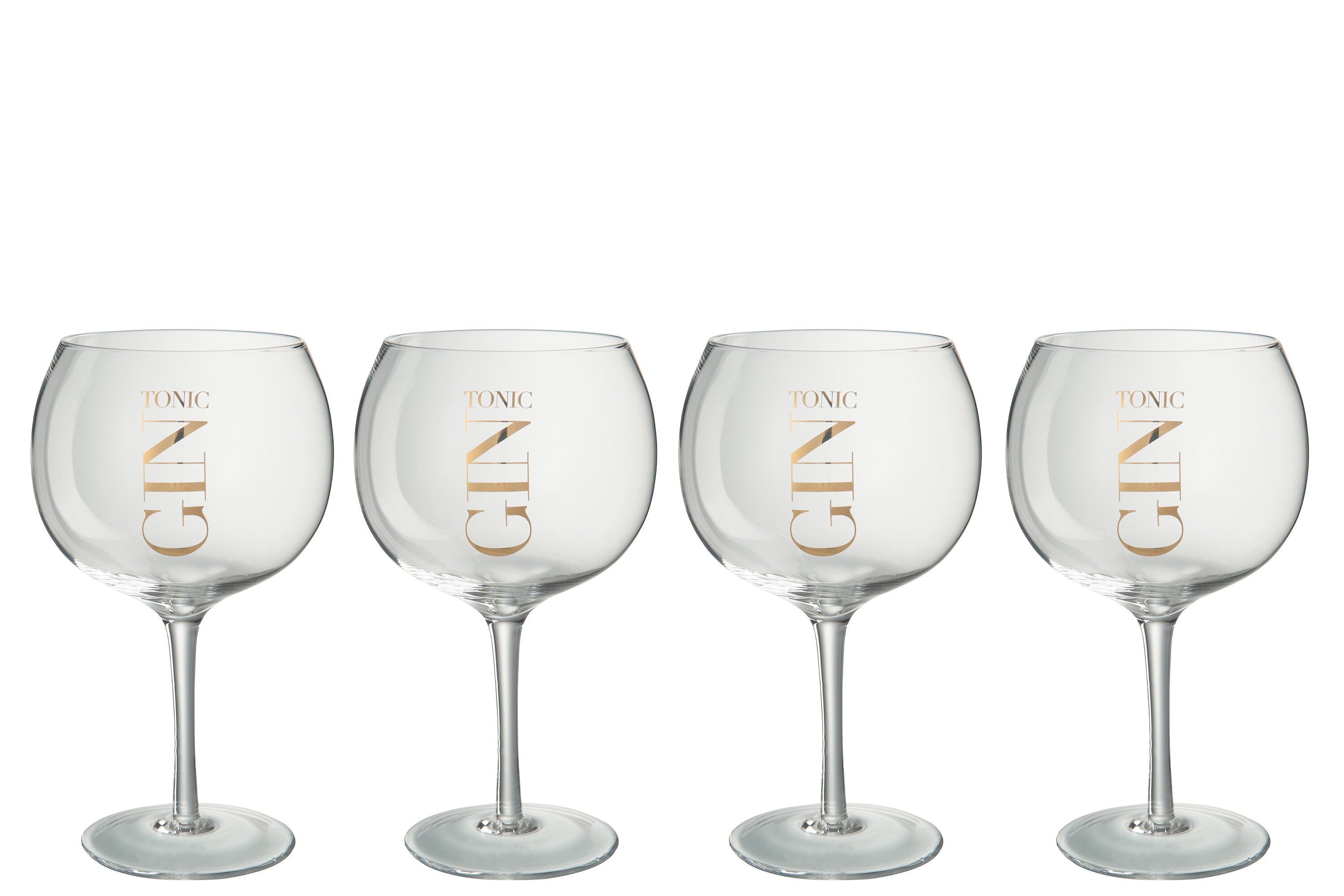 J-Line glas Hoog Gin - transparant/goud - giftbox - 4 stuks