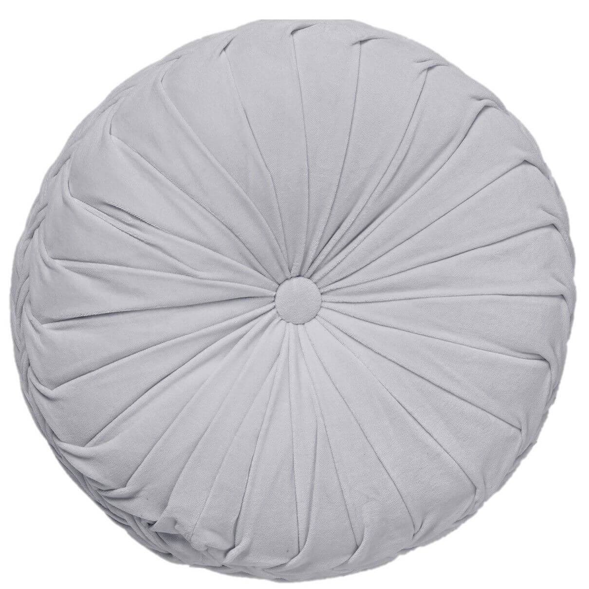 KAJA - sierkussen Ø40 cm - rond - velvet - Micro Chip - grijs