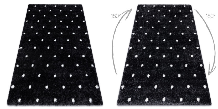 Dywan FLUFFY 2370 shaggy kropki - antracyt / biały 120x170 cm