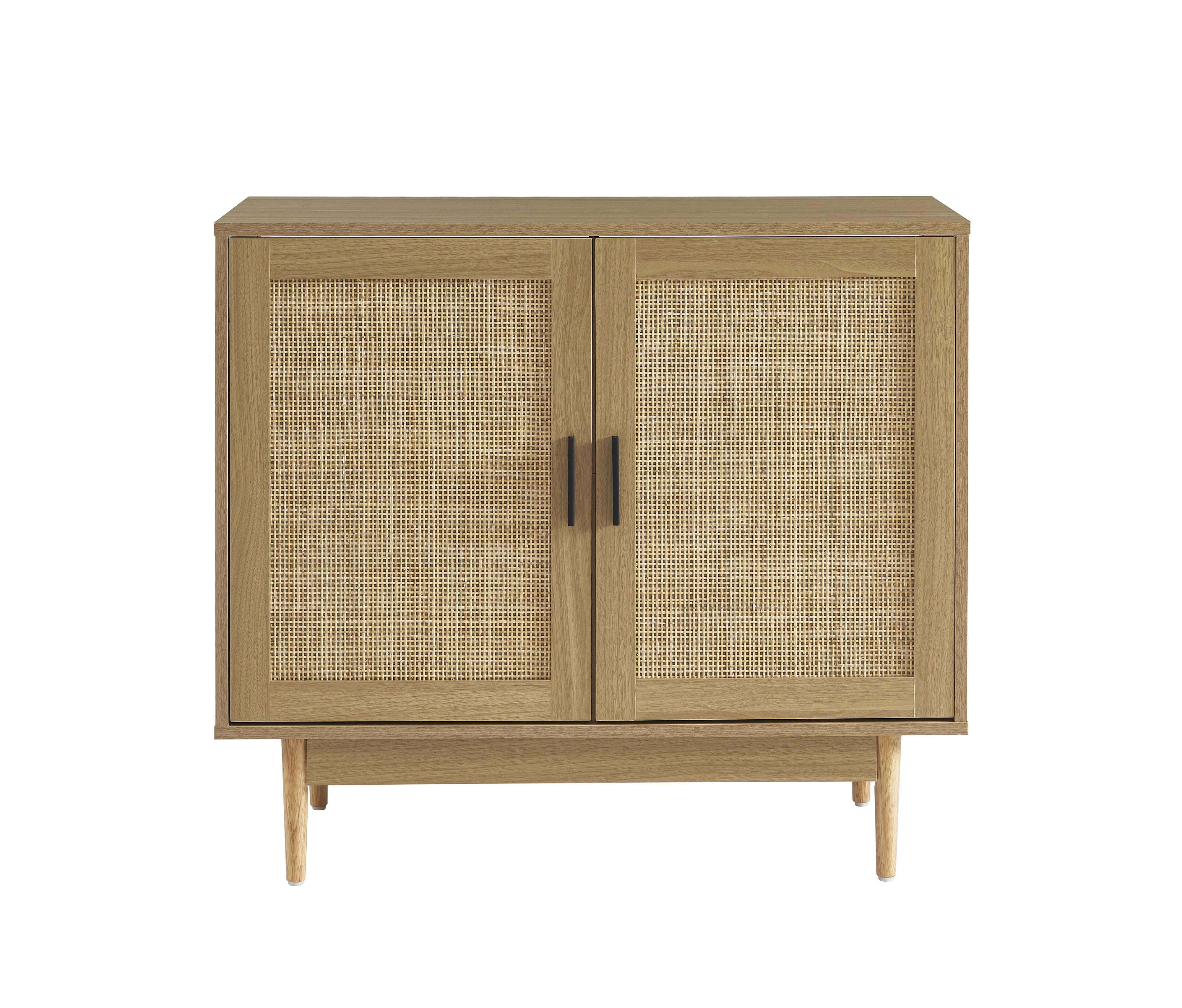 AMANA - Meuble sous lavabo  effet chêne et cannage rotin 90cm