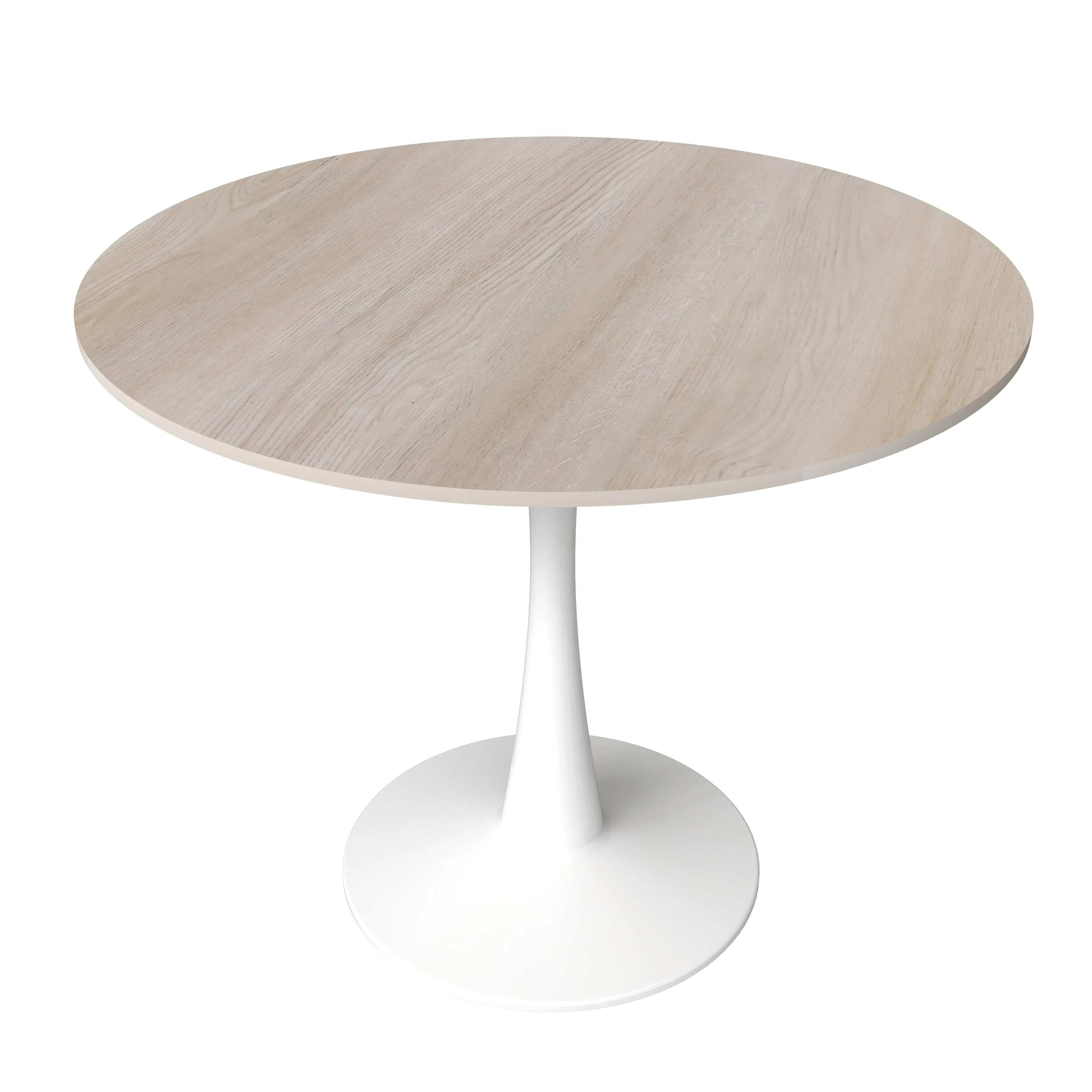 Bristol 31 Modern Round Dining Table with Sintered Stone Top & White Stainless Steel Pedestal Base for Dining Room and Kitchen