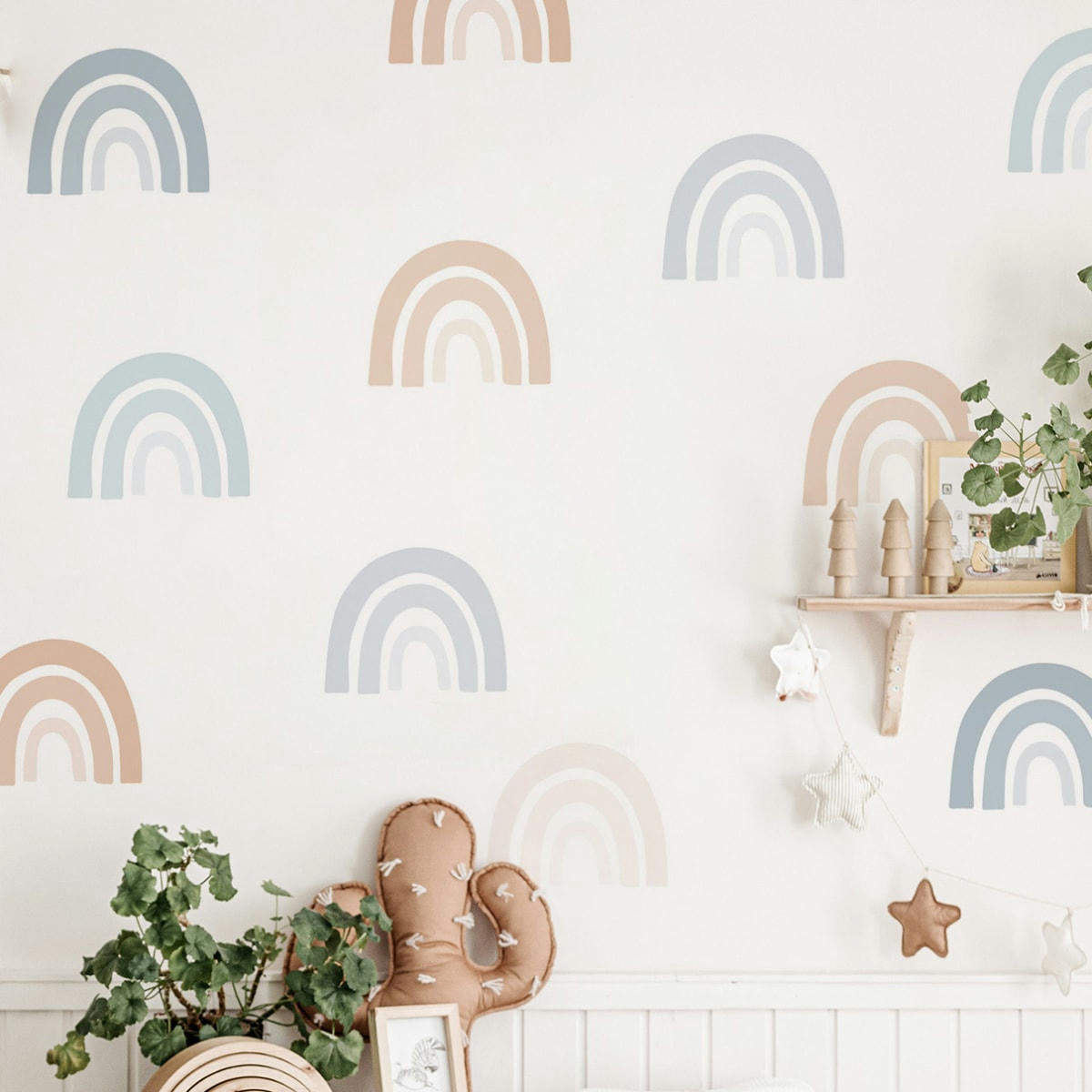 RAINBOWS2 - Stickers mureaux en vinyle arcs en ciel bleu et beige